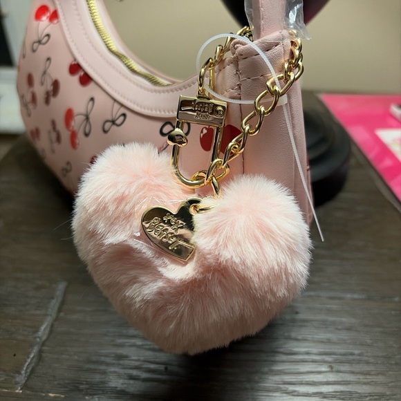 Betsey Johnson Pink Cherry Bow Shoulder Bag with Charm NWT - Picture 3 of 6